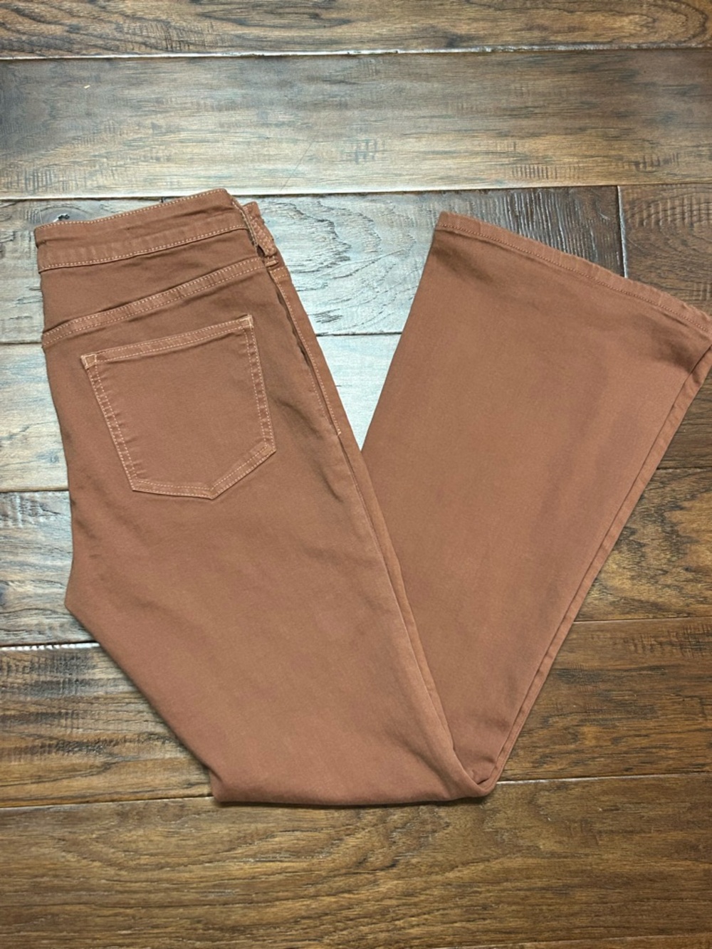 Pilcro Anthropologie High Rise Bootcut Jeans Rust Brown Size 27 Patch Pocket - Picture 3 of 9